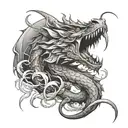 dragon breathing fire tattoo design idea