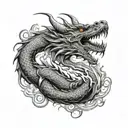 dragon breathing fire tattoo design idea