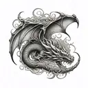 dragon breathing fire tattoo design idea