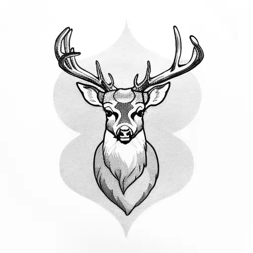 deer antlers with sunflower tattoo design idea