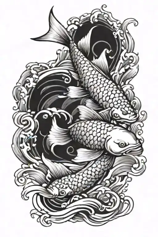japanese koi fish swimming upstream in water but the main thing is the water  tattoo design idea
