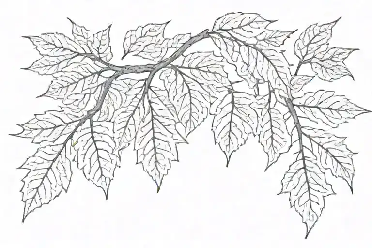 hornbeam and willow and maple leaf tattoo design idea