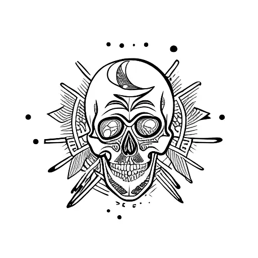 skull and crow tattoo design idea