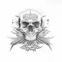 skull and crow tattoo design idea
