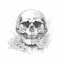 skull and crow tattoo design idea
