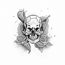 skull and crow tattoo design idea