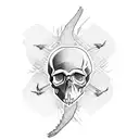 skull and crow tattoo design idea