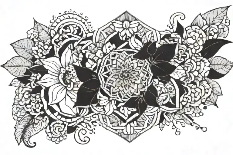 feminine floral mandala design incorporating some nature elements tattoo design idea