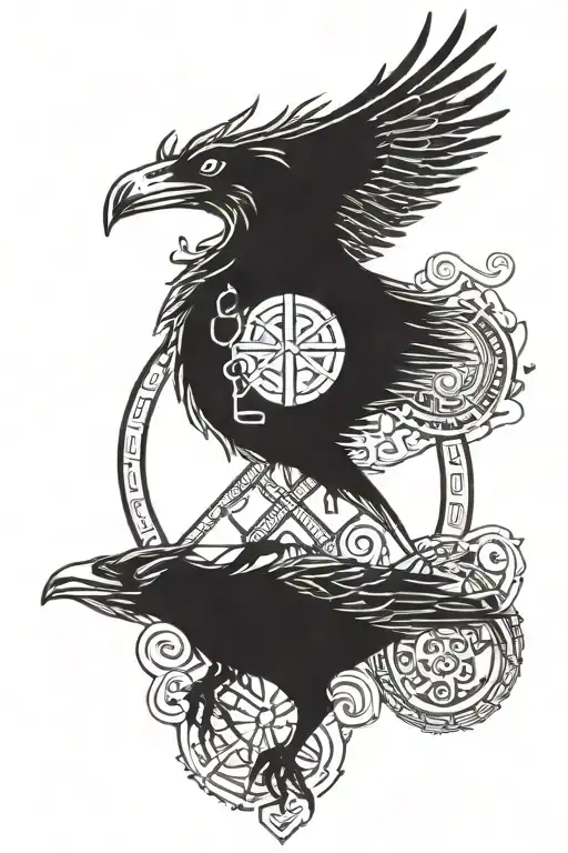Huginn und Muninn, Mjolnir, Aegishelm, Vegvisir, Valknut, Horn Triskelion, Yggdrasil, Ouroboros, Netz von Wyrd, Troll tattoo design idea