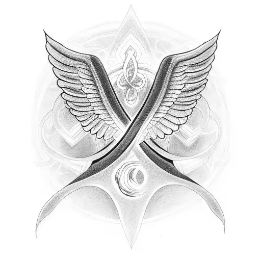 Snake with a halo and angel wings making the infinity symbol in reference to Kobe Bryant tattoo design idea