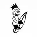 bart simpson on a surfboard  tattoo design idea