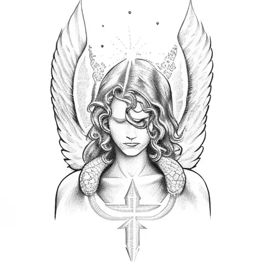 biblical angel tattoo design idea