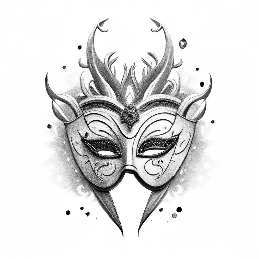 ice carnival mask and broken heart tattoo design idea