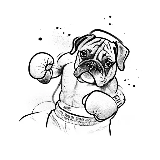 A dynamic composition of a boxer throwing a punch in a gym setting tattoo design idea