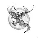 tattoo sleeve with a dragon with crows moon and lightning tattoo design idea