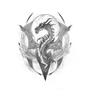 tattoo sleeve with a dragon with crows moon and lightning tattoo design idea