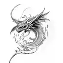 tattoo sleeve with a dragon with crows moon and lightning tattoo design idea