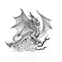 tattoo sleeve with a dragon with crows moon and lightning tattoo design idea