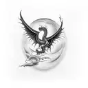 tattoo sleeve with a dragon with crows moon and lightning tattoo design idea