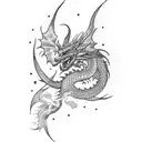 tattoo sleeve with a dragon with crows moon and lightning tattoo design idea