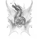 tattoo sleeve with a dragon with crows moon and lightning tattoo design idea