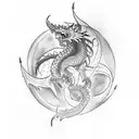 tattoo sleeve with a dragon with crows moon and lightning tattoo design idea