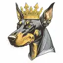 doberman with a crown on its head tattoo design idea