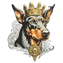 doberman with a crown on its head tattoo design idea