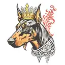 doberman with a crown on its head tattoo design idea