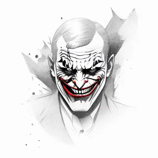 joker mask with sad face tattoo design idea