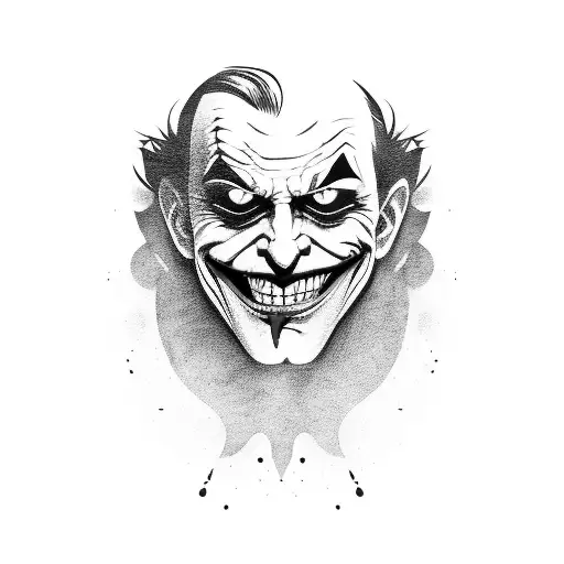 joker mask with sad face tattoo design idea