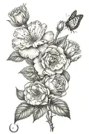 Rose+snow drop+carnation+honeysuckle  tattoo design idea