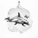 the number 42, dolphin, the globe tattoo design idea