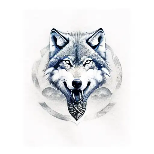 viking wolf runes  tattoo design idea