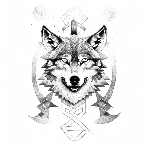 viking wolf runes  tattoo design idea