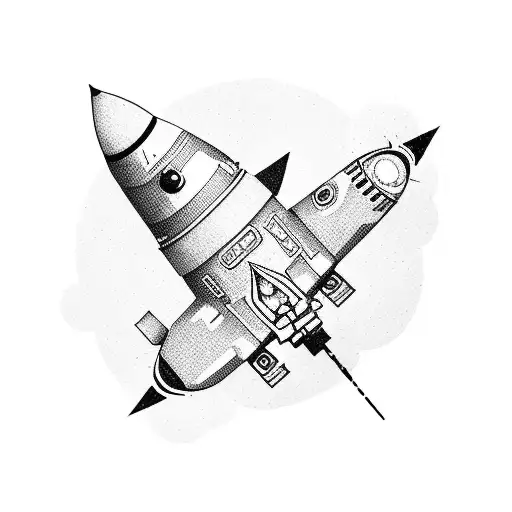 A gaming controller transforming into a rocket ship tattoo design idea