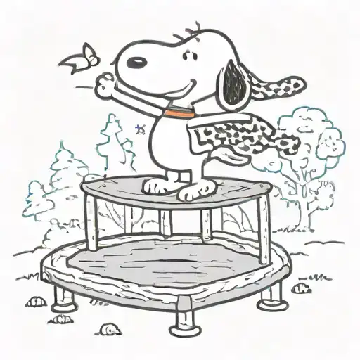 Snoopy on trampoline tattoo design idea