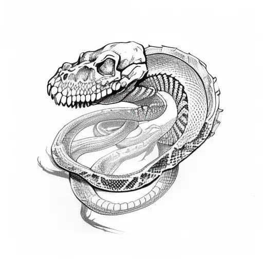 black and red skeleton snake tattoo design idea