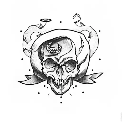 skull with anchor tattoo design idea