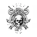 skull with anchor tattoo design idea