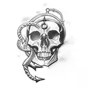 skull with anchor tattoo design idea