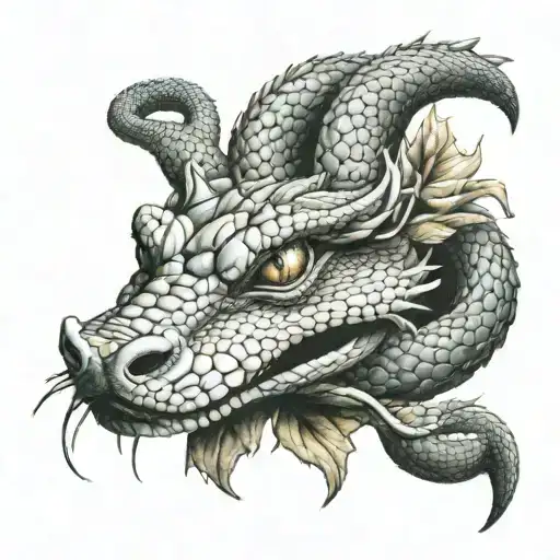 snake and dragon face tattoo tattoo design idea
