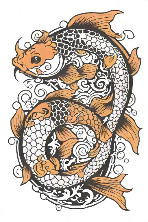 koi fish yin yang tattoo design idea