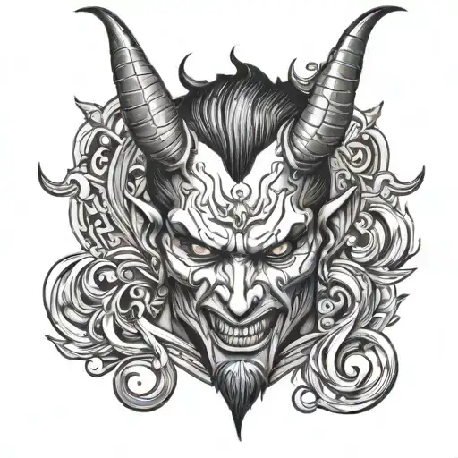 sexy devil black white tattoo design idea