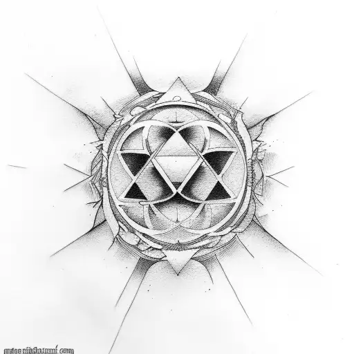 Four elements combined in fine line style  tattoo design idea