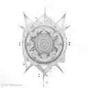 Four elements combined in fine line style  tattoo design idea