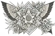 Rise from the darkness, trust in self, self growth, nature humanoid, exotic flowers, rare flowers, guardian angels  tattoo design idea