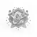 An intricate tattoo design of a stack of gold coins with diamond accents tattoo design idea