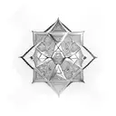 An intricate tattoo design of a stack of gold coins with diamond accents tattoo design idea