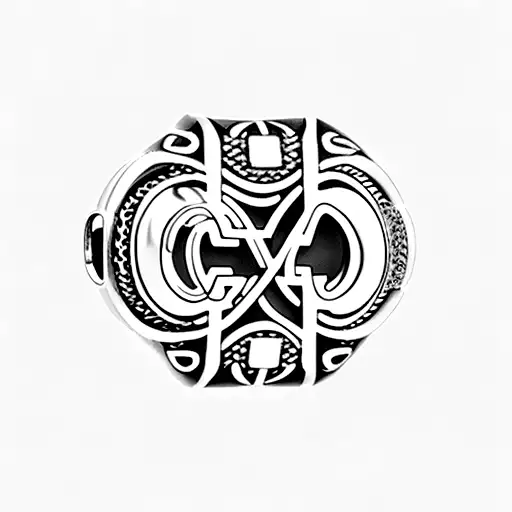 Design a minimalist tattoo of a bracelet with the initials 'IELK' as charms tattoo design idea